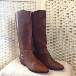 Etienne Aigner Dark Tan Leather Tall Equestrian Boots 8W